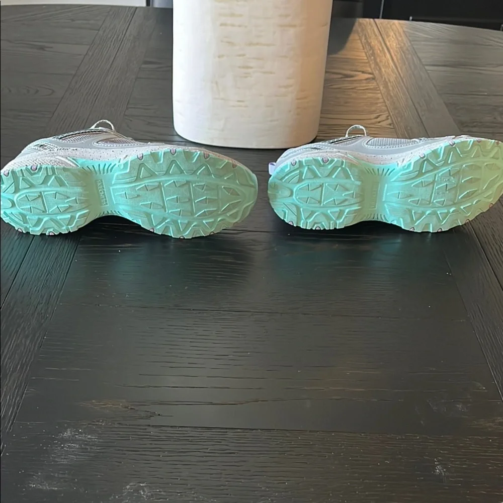 Skechers Trail Womens Grey Teal‎ Memory Foam Running Shoes Sneakers